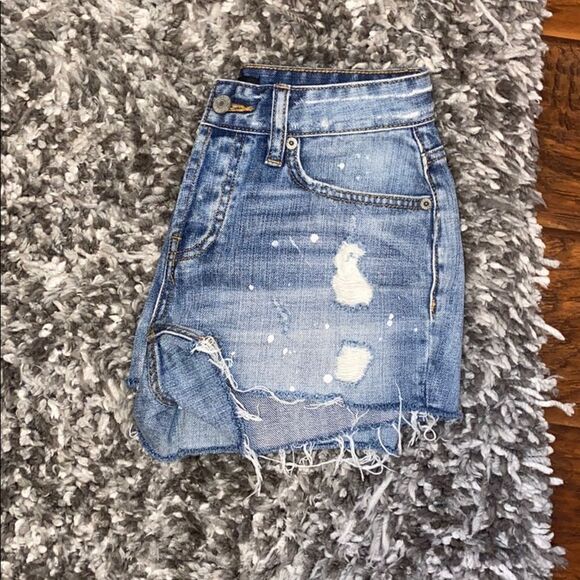 Rails Austin Blue Distressed Paint Splatter Denim Short Festival Concert Boho - Picture 6 of 16